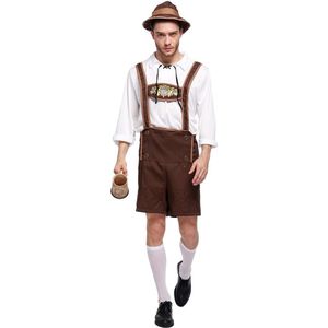 Mannen Oktoberfest Kostuum Set Halloween Party Cosplay Cotumes Duitse Beierse Guy Outfits Lederhosen Kit