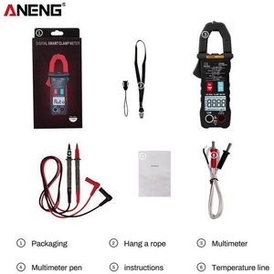 Aneng ST205 Stroomtang Digitale Multimeter Professionele Auto Range Stroomtang Tang Ampèremeter Condensator Transistor Tester Meter