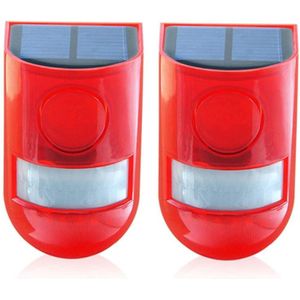 2 Pcs Solar Licht Oplaadbare Waterdichte Led Geluid Alarm Tuin Met Motion Sensor, Outdoor Flash Voor Thuisgebruik