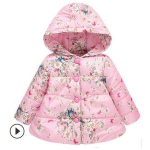 Kleine Meisjes Kleine Bloemen Katoen Gewatteerde Jas Winter Mode Leuke Meisje Button Down Hooded Gewatteerde Poly Gewatteerde Jas