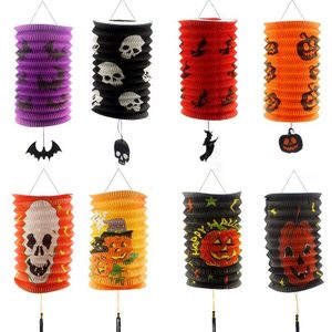 5 stks Halloween Decoratie Pompoen Vouw Kinderen Papier Lantaarn Opknoping Lantaarn Lamp Halloween Props Outdoor Feestartikelen