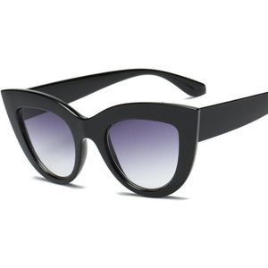 Retro Dikke Frame Cat Eye Zonnebril Vrouwen Dames Mode Spiegel Lens Cateye Zonnebril Voor Vrouwelijke