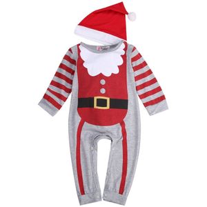 Baby Lente Herfst Kleding Pasgeboren Unisex Kid Jongen Meisje Kerst Gestreepte Jumpsuit Romper Xmas Kerstman Outfit Set