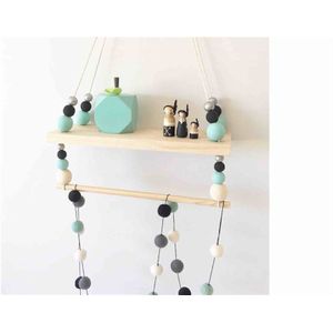 Handgemaakte kinderkamer muur planken Dubbele dek Originele Hout Kralen Wandplank Opslag Planken Organisatie Decoratieve Home Decor