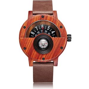 Mode Houten Horloge Mannen Vrouwen Unieke Kompas Half Wijzerplaat Natuurlijke Houten Quartz Horloge Luxe Houten Horloge Mannelijke