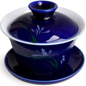 Gaiwan 200ml terrine theekopjes Blauw wit porselein Jingdezhen traditionele chinese thee set deksel kopjes schotel theewaar cover kom