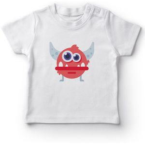 Angemiel Baby Steen Hoorn Is Monster Baby Boy T-shirt Wit