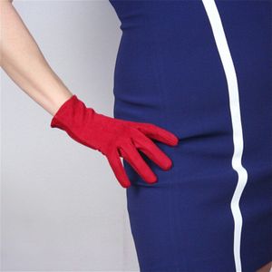 21 Cm Suede Korte Handschoenen Korte Sectie Emulatie Leer Warme Slanke Hand Suède Grote Rood Donker Rode Kerst Rood WJP27-21