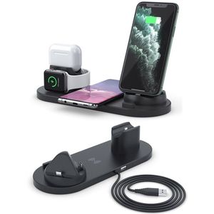 4 In 1 Draadloze Oplader Dock Station 10W Qi Fast Charging Stand Voor Iphone 13 12 11 Xr Xs X 8 Apple Horloge 7 Se 6 5 Airpods 3 Pro