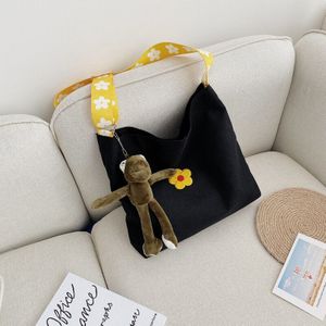 Boodschappentassen Vrouwen Bloemen Casual Handtas Alle-Match Eenvoudige Studenten Ins Canvas Tas Rits Grote Capaciteit Koreaanse Stijl Ulzzang chic