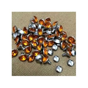 100 Sets/partij 8 Mm Oranje Acryl Kristallen Rhinestone Klinknagels Zilveren Nailhead Spots Studs Fit Voor Schoenen Riem Diy Gratis