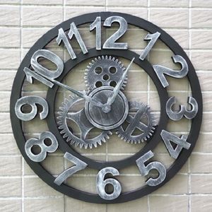 3d Vintage Houten Gear wandklok wandklok Retro wandklokken keuken pared relojes decoracion wanduhr horloges home decor ronde