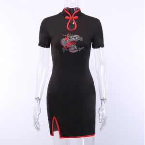 Japanse Stijl Gothic Stijl Meisje Vintage Jurk Borduurwerk Draak Split Kraag Harajuku Vrouwen Korte Mouw Streetwear Party Haori