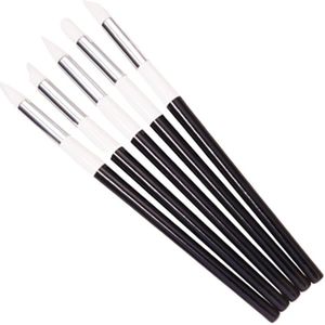5Pcs Nail Pen Borstels Siliconen Manicure Borstel Nail Carving Gereedschap Diy Nail Art Supplies Voor Home Shop (Zwart wit)