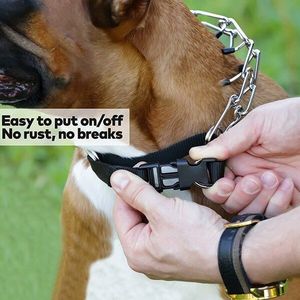 Sterke Professionele Metalen Nylon Pinch Dog Training Chain Kraag Prong Huisdier