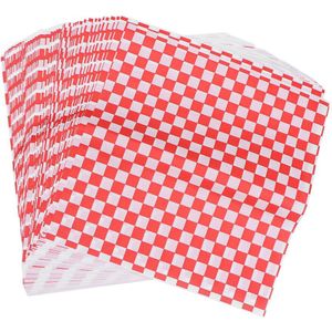 100 Vellen Voedsel Inpakpapier Regelmatige Wegwerp Rode Plaid Frieten Papier Olie-Proof Papier Hamburger Papier Voor Thuis keuken
