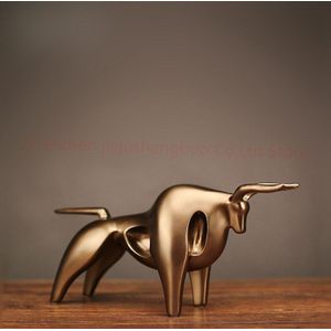 Mrzoot Moderne Abstracte Gouden Kalf Standbeeld Hars Decoratie Woonaccessoires Geometrische Taurus Sculptuur Cra