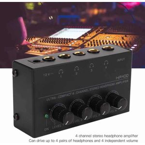 Hoofdtelefoon Versterker 4 Kanalen Stereo Audio Amp Oortelefoon Splitter 1/4in Ts Eu Plug 100-240VAC Stereo Audio Versterker