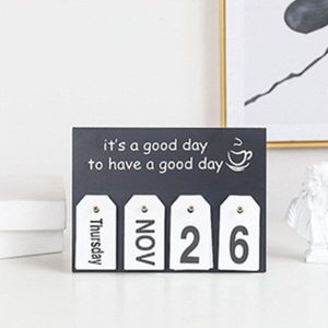 Nordic Minimalistische Houten Pagina Kalender Decoratie Bureau Countdown Engels Retro Bureau Kalender Desktop Decoratie