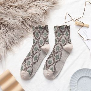 Ruches Sokken Engeland Stijl Plaid Katoen Vrouw Sok Harajuku Retro Vintage Streetwear Japanse Kawaii Leuke Lange Sox