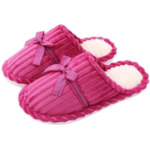 Vrouw Winter Slippers Corduroy Suède Warm Slippers Vrouw Vlinder Knoop Thuis Slippers Korte Pluche