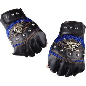 5 Pairs/Packs Pu Leather Skull Punk Rijden Motorfiets Biker Vingerloze Handschoenen Voor Mannen Vrouwen Zwarte Handschoenen Cool handschoenen