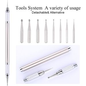 1 Pc Professionele Nail Art Tool Demontabel Marbling Puntjes Pen Double-Ended Metal Dot Bloem Pen Nail Art Tool set