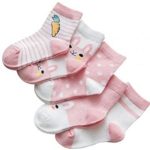 5 Pairs Jongens Meisjes Baby Zomer Cartoon Katoen Mesh Ademende Midden Buis Sokken Cartoon Patroon Leuke En Mooie