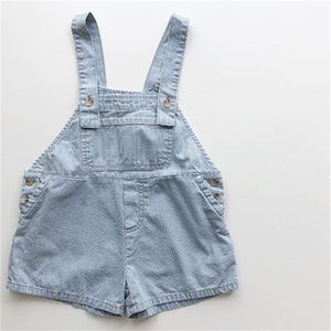2022 Koreaanse Stijl Zomer Kid Jongen Meisje Overalls Dark Light Blue Sling Denim Broek Losse Broek Kinderen Kleding E2444