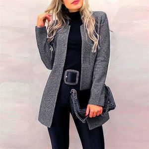 Herfst Jassen Voor Vrouwen Mode Wol Blends Fall Jas Grijs Slanke Lange Mouwen Jassen Lady Office Uitloper Winter Pak Streetwear