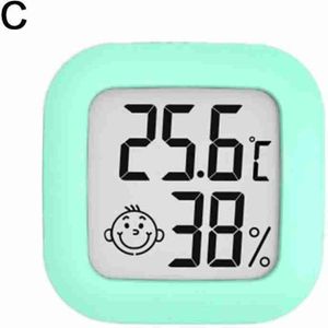 1Pc Wit Roze Groen Indoor Thermometer Digitale Lcd Temperatuur Sensor Vochtigheid Meter Thermometer Babykamer Hygrometer Gauge