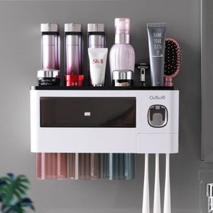Multifunctionele Magnetische Tandenborstelhouder Met Cups Badkamer Accessoires Set Automatische Tandpasta Dispenser Knijper Opbergrek
