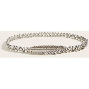 Goud Zilver Metalen Riemen Voor Vrouwen Leaf Gesp Parel Ketting Riem Lady Dunne Skinny Elastische Tailleband Jurk Accessoires