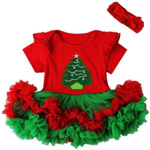 Baby Kerst Kostuum Rode Leuke Baby Meisjes Romper Baby Kids Tulle Outfits Strik Hoofdband Peuter Meisjes Xmas Sunsuit
