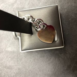 Populaire 1:1 Zilveren Simple Heart Tag Key Ring Originele Sieraden Accessoires Voor Vrouwen