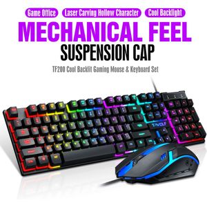 Usb Wired Gaming Rainbow Rgb Back Light Toetsenborden Muis Muizen Combo Set Professionele Ultra-Slim Wired Keyboard