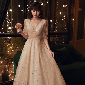 Mode Banket Elegante Bruidsmeisje Avondjurk Pailletten Applicaties Mid-Lengte Prom Formele Gown Vestidos De Noche Cheongsam