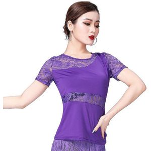 Latin Dance Tops Korte Mouw Training Moderne Sociale Dance Kant Tee