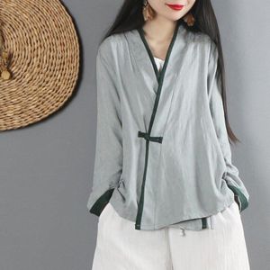Chinese Stijl Kleding Vrouwen Linnen Shirt Tops Vintage Retro Overhemd Vest Jas Fee Tang Pak Ademende Casual Hanfu 11382