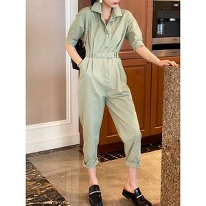 Zomer Vrouwen Riem Tuniek Effen Jumpsuits Vrouwelijke Hoge Taille Harembroek Overalls Romper Lange Playsuit T14