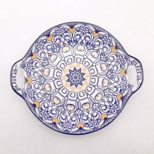 10 Inch Boho Stijl Dubbele Oor Keramische Bakvormen, Vierkante Pizza Plaat Met Handvat, Ovale Fruitschaal, decor Bak Plaat