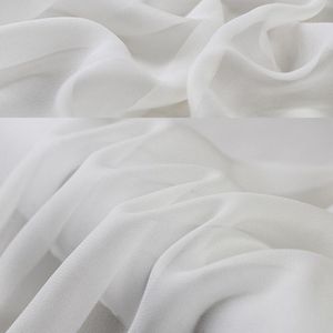 Solid 100% Moerbei Pure Echte Zijde Stof Georgette Binnenvoering Sjaals Jurk, BIEGE-WHITE/Off-Wit, 5 Mm, Breedte: 108 Cm, Door 2 M
