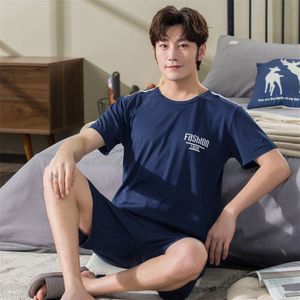 Katoen Pyjama Set Voor Mannen Nachtkleding Korte Mouw Pijama Hombre Pyjama Mannelijke Ongedwongen Thuis Kleding Nacht Shirt + broek