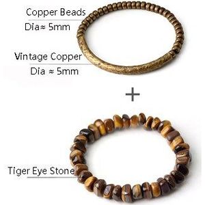 Golden Tiger Eye Getrommelde Stenen Armband Gemengde Hand geslagen Koper Bescherming Meditatie Sieraden Voor Mannen Vrouwen Inspireren moed
