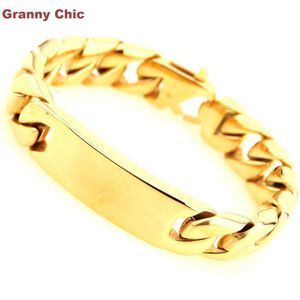 Granny chic mens sieraden punk bling zilver/goud rvs kinketting id armband link chain 16mm8. 66