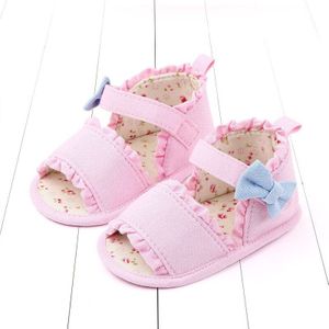 Baby Meisjes Crib Schoenen Leuke Zomer Strik Bloemen Sandalen Zachte Anti-Slip Zool Peuter Babyschoenen Ademende En Lichtgewicht