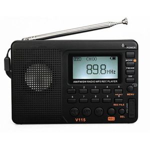 Professionele Radio Radio Am Fm Sw Pocket Radio Kortegolf Fm Speaker Ondersteuning Tf Card Usb Rec Recorder Slaap Tijd V-115
