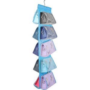 10 Pocket Folding Opknoping Handtas Purse Opslag Grote Clear Houder Anti-stof Organizer Rack Haak Hanger