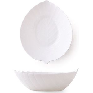 1 pc Blad Kom Wit Opaal Glas Porselein Diepe Gerechten Servies Salade Ontbijt Gerecht Platen voor Magnetron