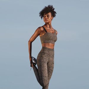 Leopard Sport Outfit Voor Vrouw Yoga Set Sportkleding Vrouwen Sportkleding Schuine Schouder Bra Leggings Pak Voor Fitness S L